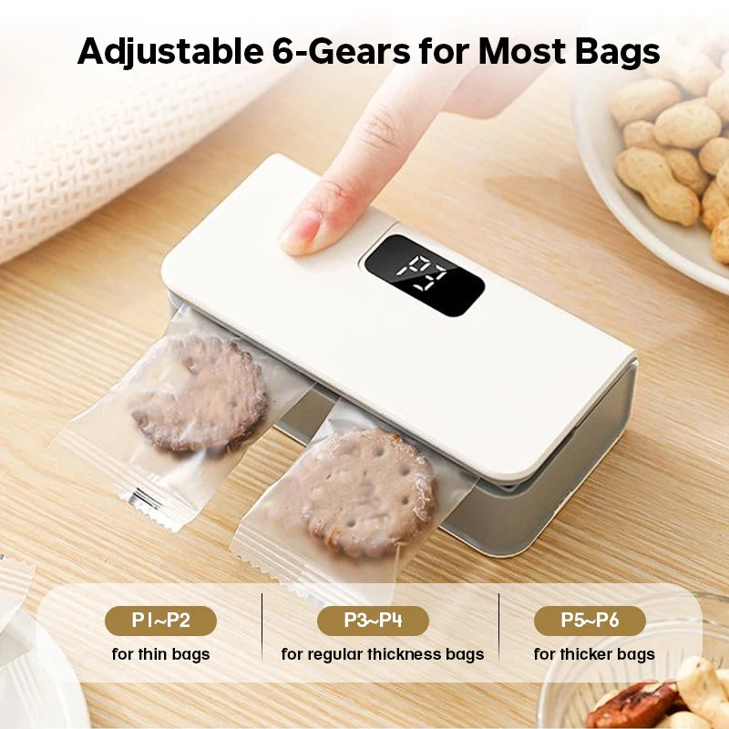 Wireless Rechargeable Automatic Vacuum Sealing Machine 2-in-1 Portable Digital Cutter Usb-c Cordless Food