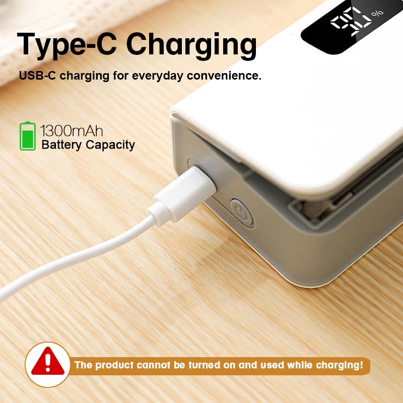 Wireless Rechargeable Automatic Vacuum Sealing Machine 2-in-1 Portable Digital Cutter Usb-c Cordless Food